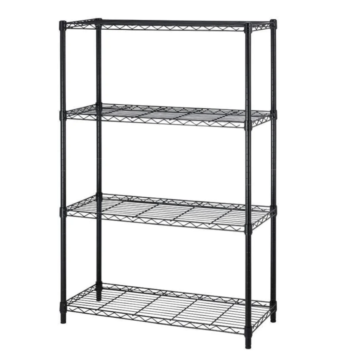Black Metal 4-Tier Shelving Unit