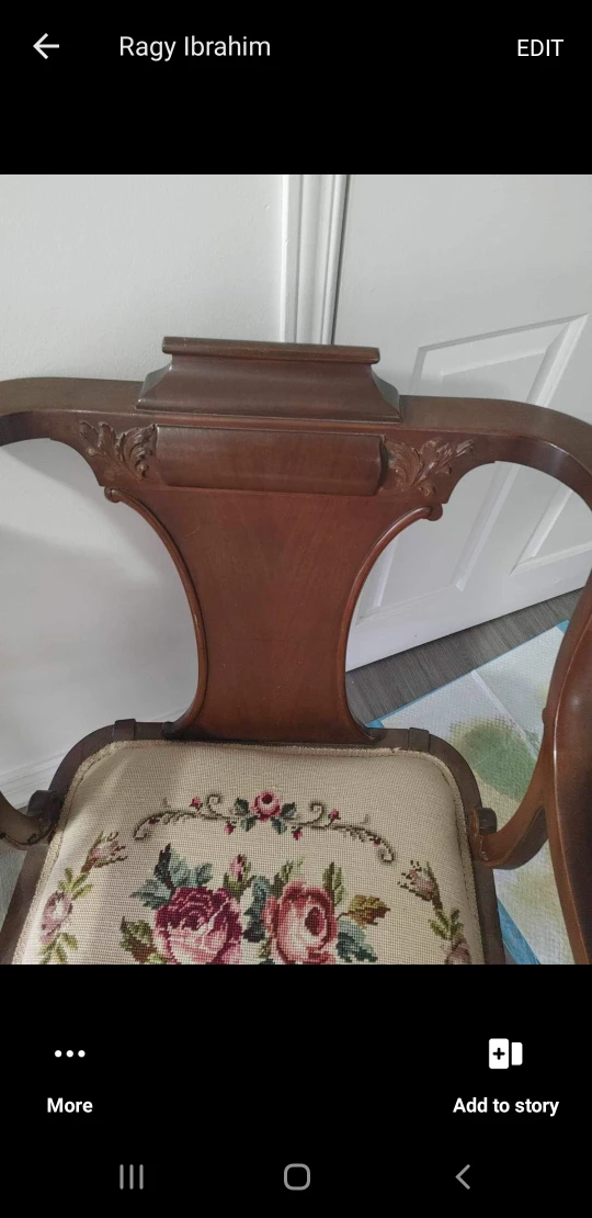 Antique Wooden Armchair with Needlepoint Seat - photo 3
