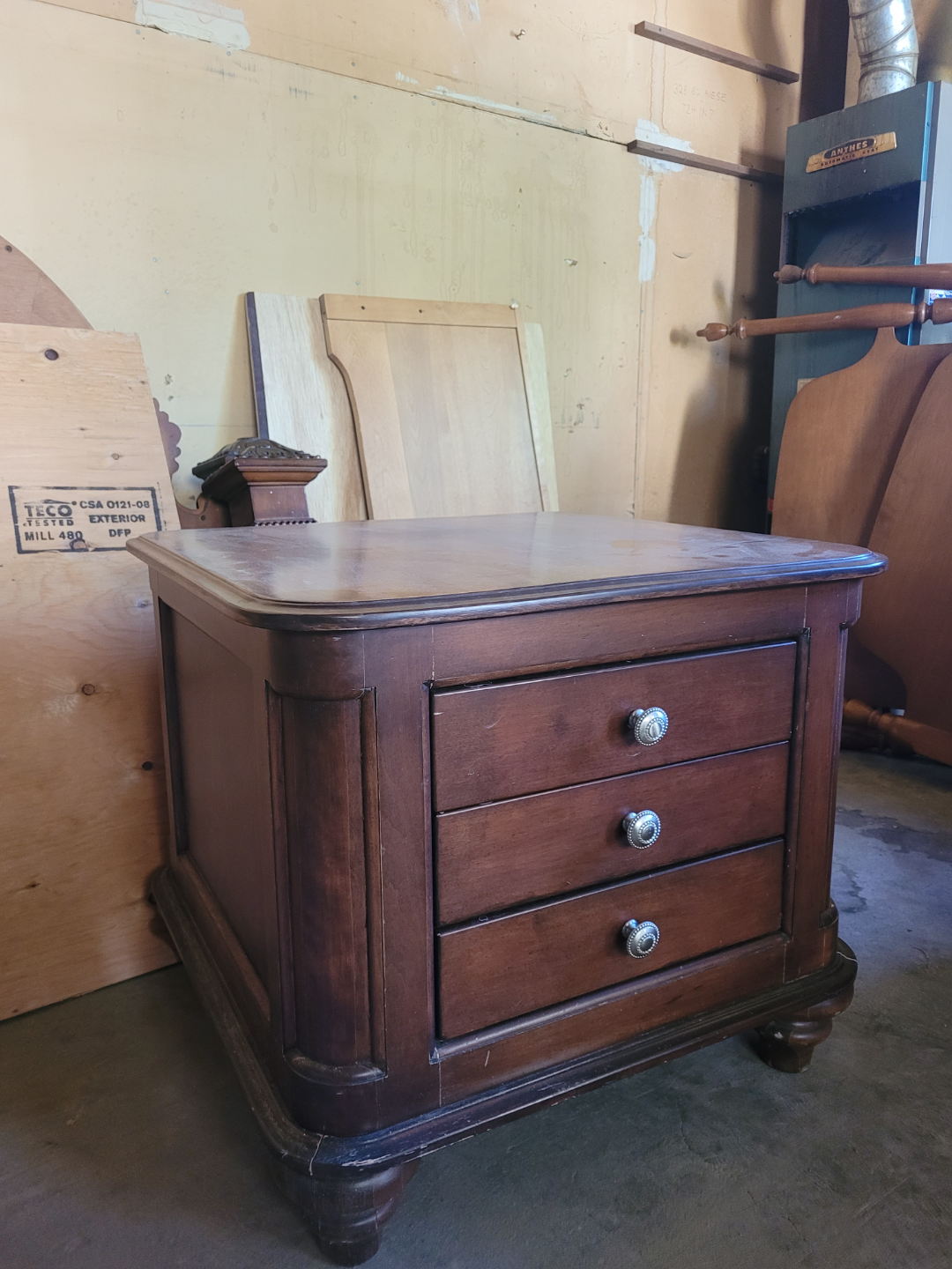 Wooden Nightstand with Drawers