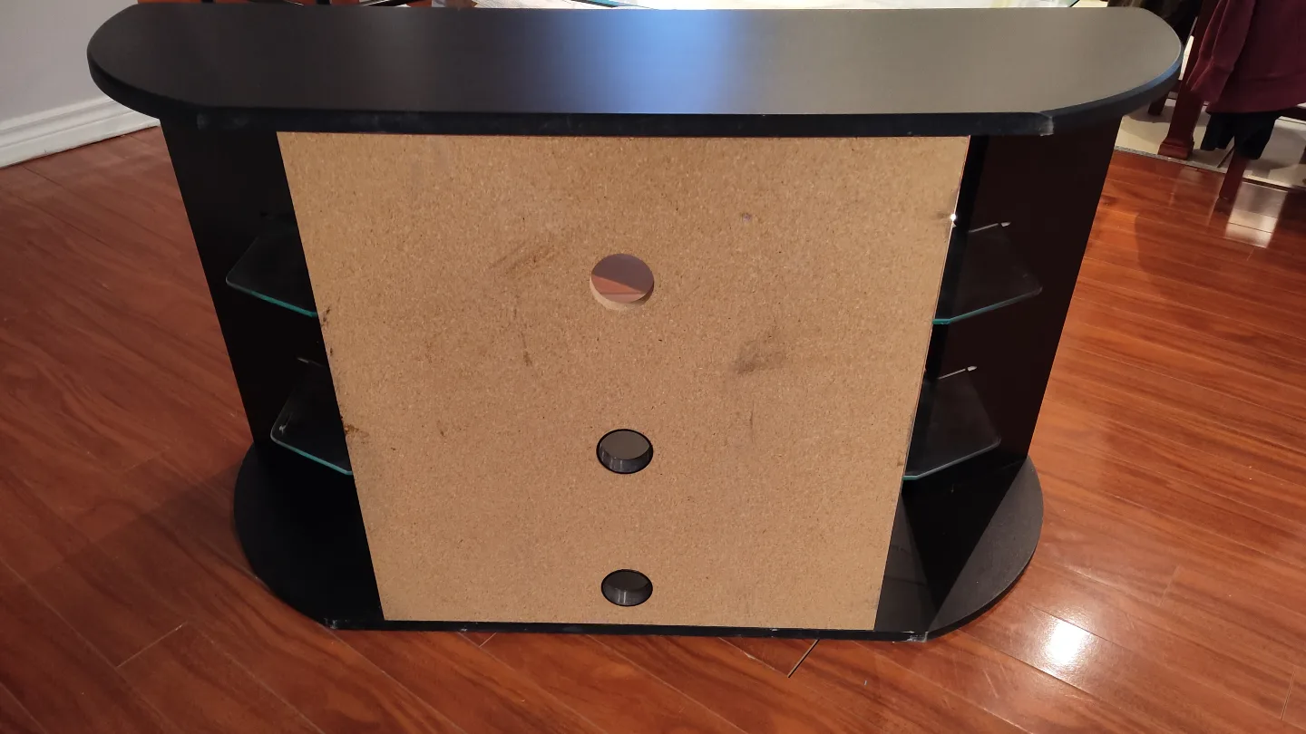 Black Corner TV Stand with Glass Shelves image indicator(4)