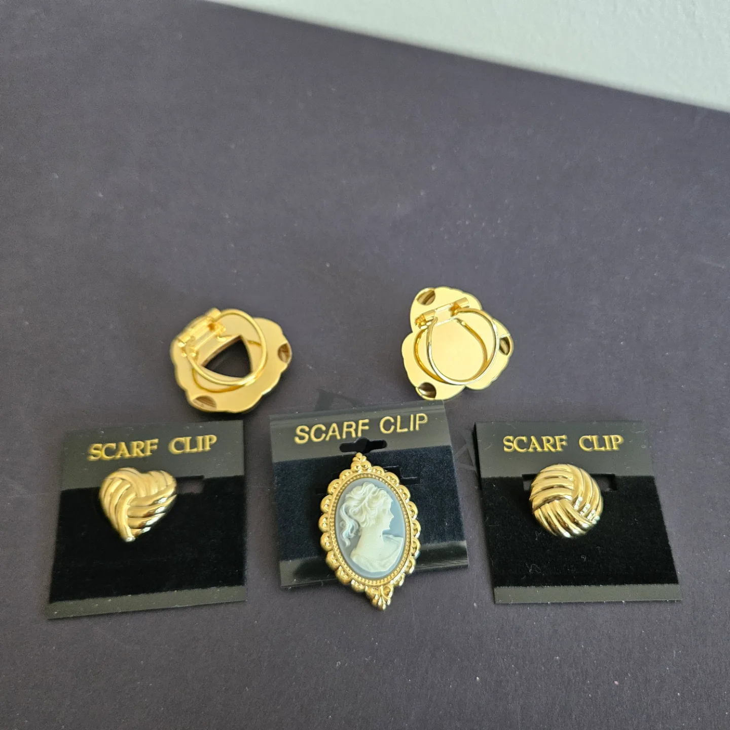 Five Gold-Tone Scarf Clips thumbnail