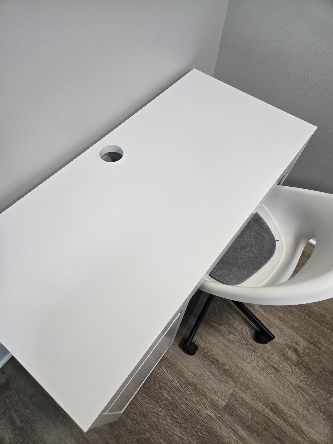 White IKEA Desk with Drawer and Shelves & Chair - photo 2
