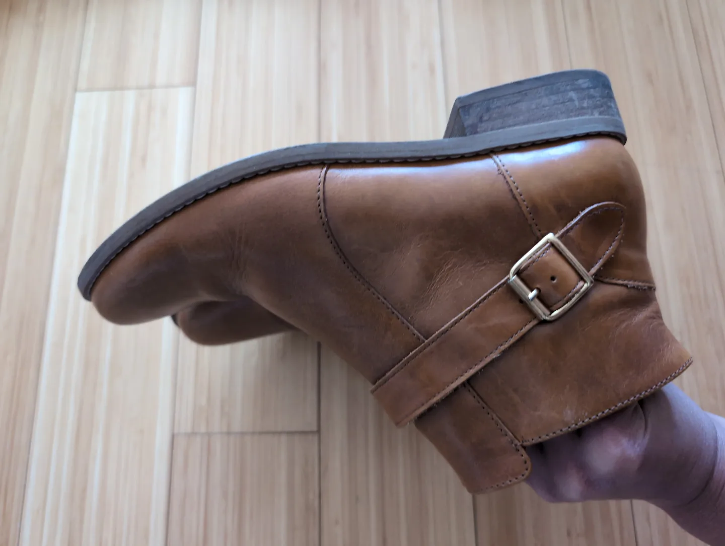 Brown Leather Buckle Ankle Boots - Mellow Yellow Paris image indicator(3)