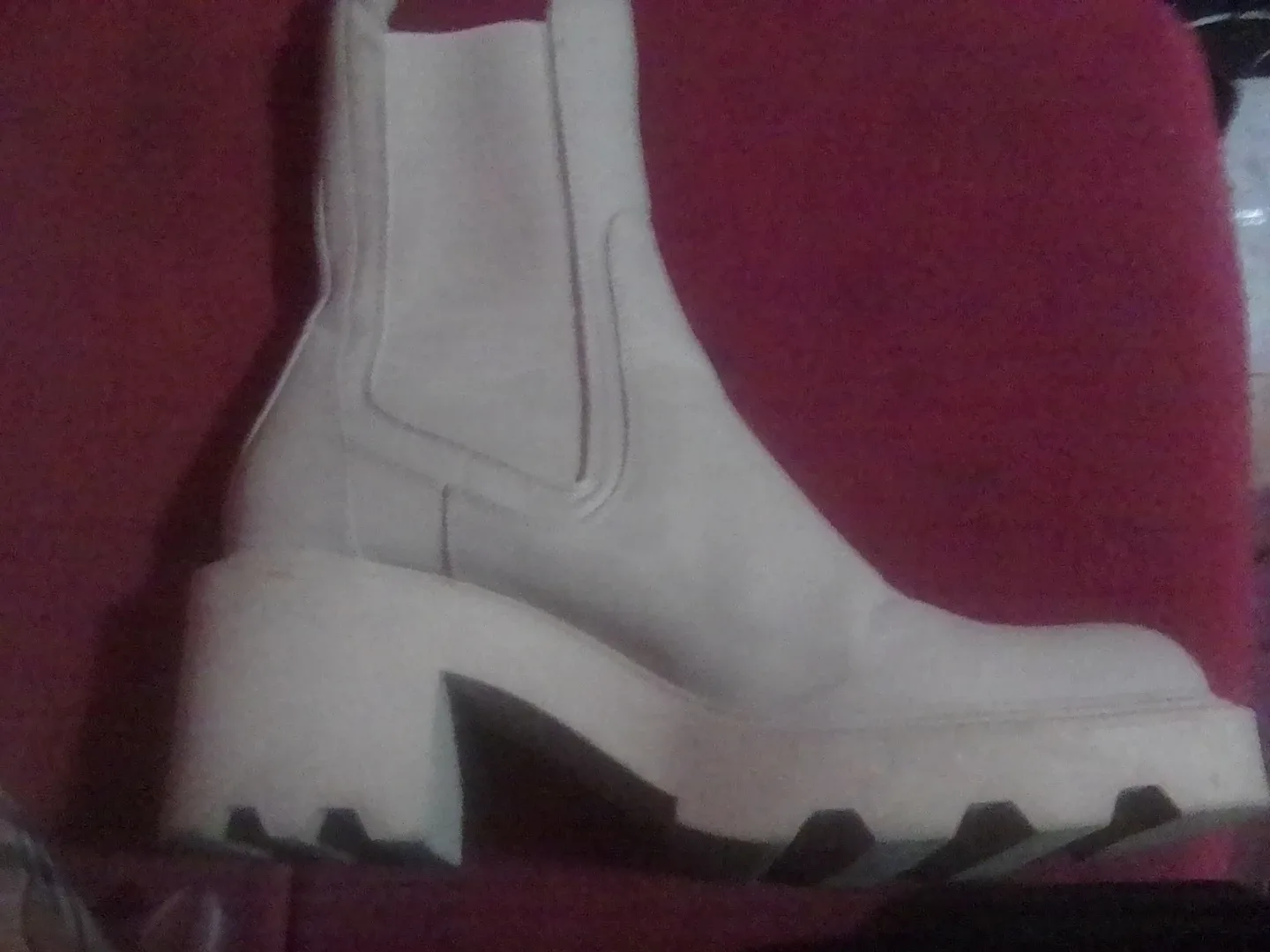 Zara Beige Chunky Platform Ankle Boots thumbnail