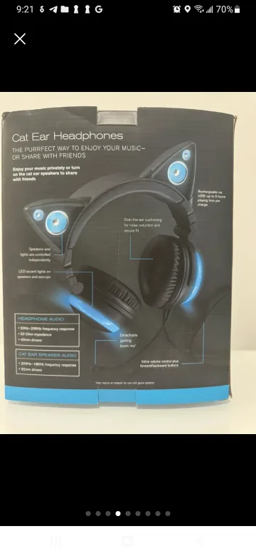 Brookstone Cat Ear Headphones with Carrying Case image indicator(2)