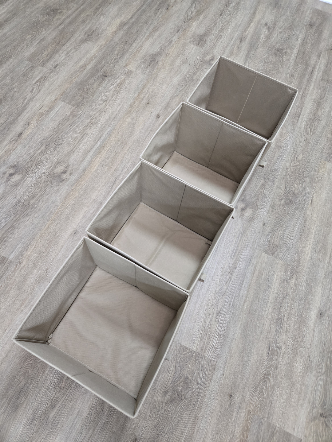Set of Four Beige Fabric Storage Cubes - 13"x13"x15" - photo 2