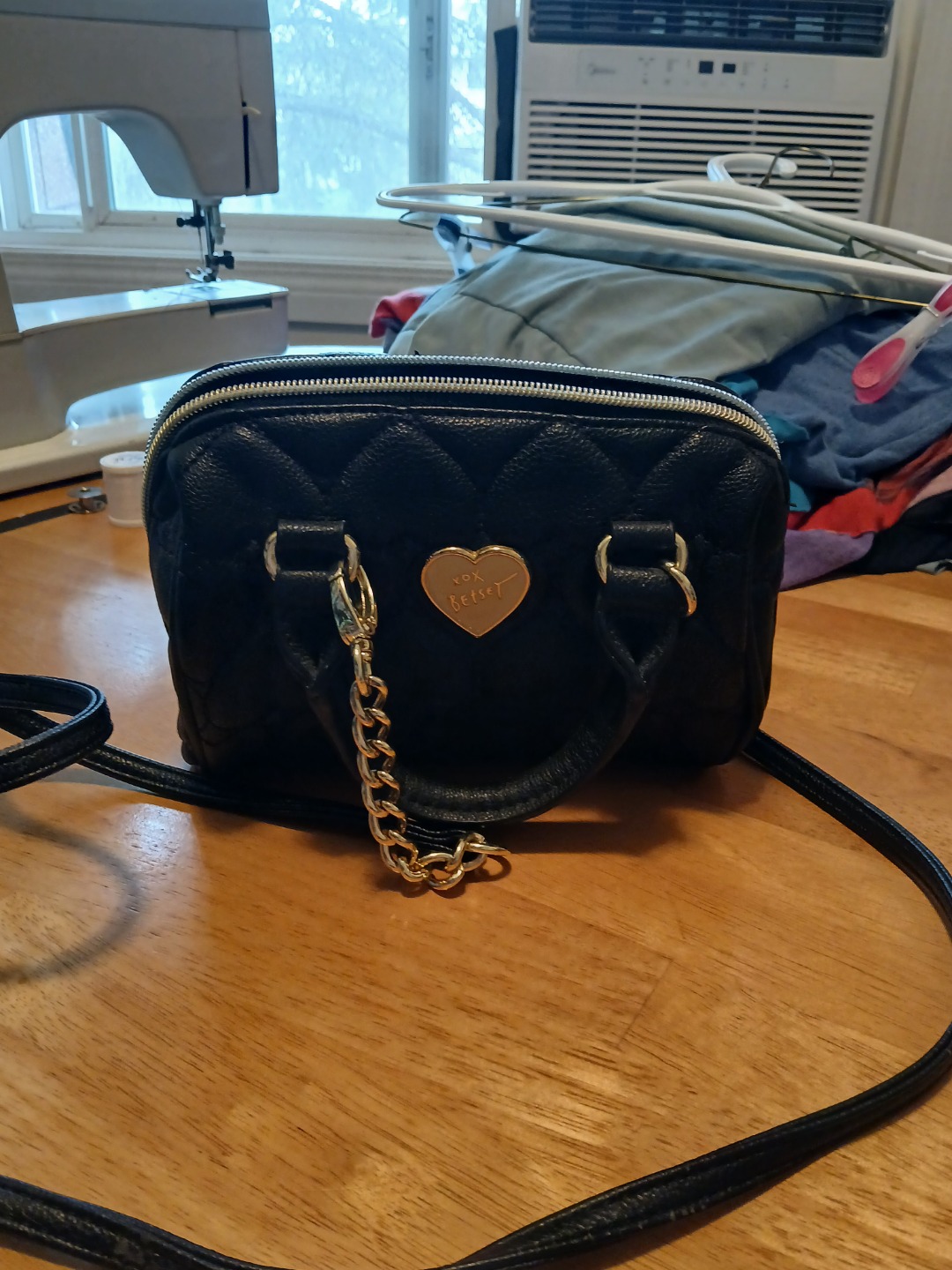 Betsey Johnson Black Quilted Mini Crossbody Bag
