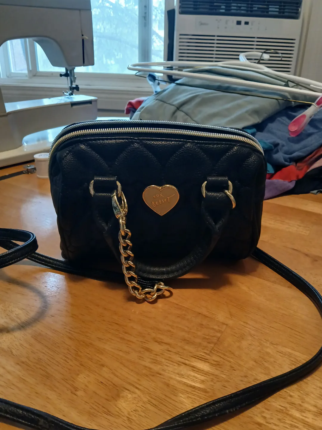 Betsey Johnson Black Quilted Mini Crossbody Bag thumbnail