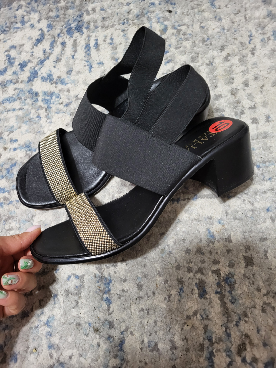 Stylish Black and Gold Sandals - Size 10 - photo 2