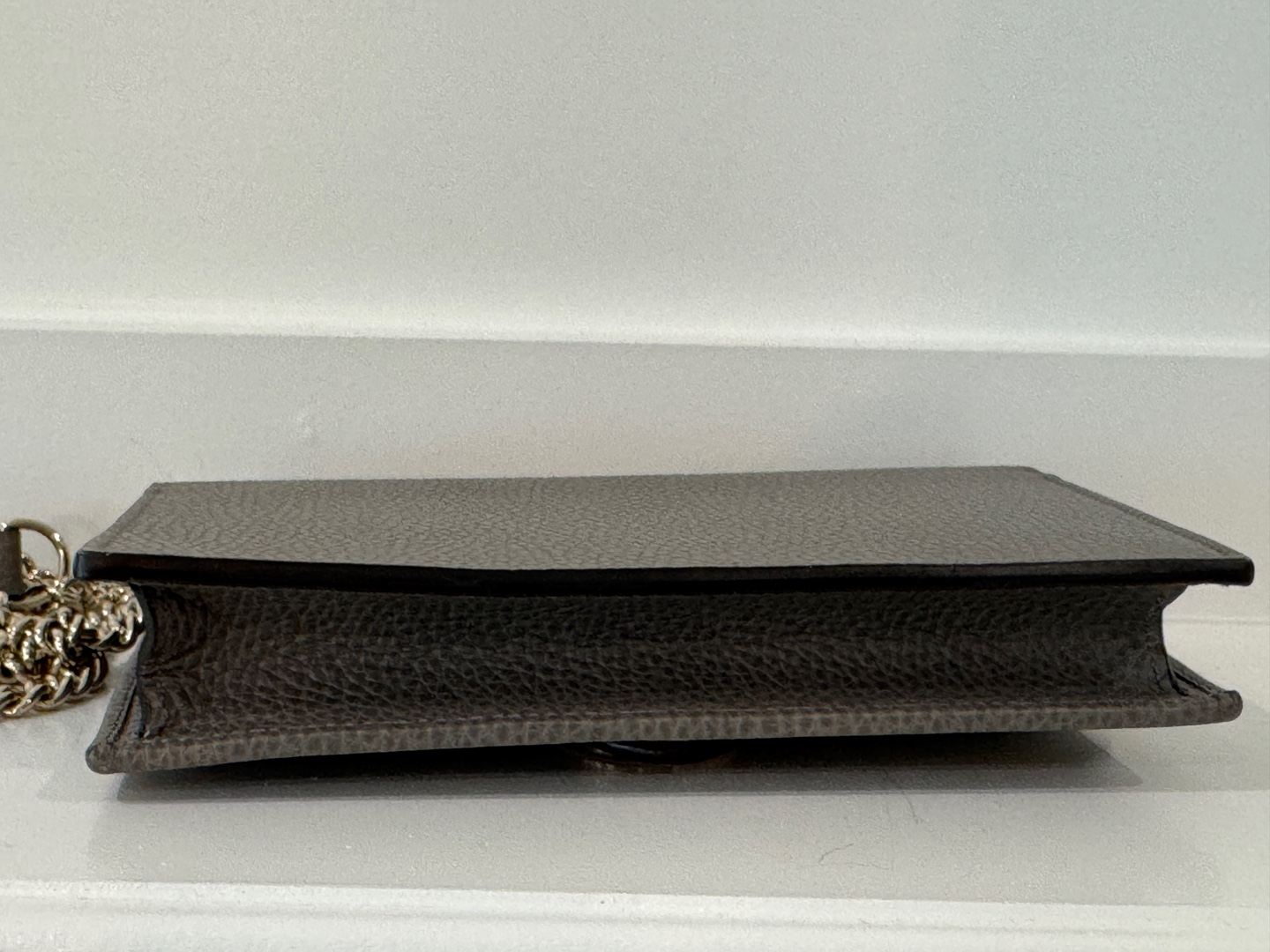 Gucci Grey Pebbled Leather Chain Wallet on Chain - photo 4