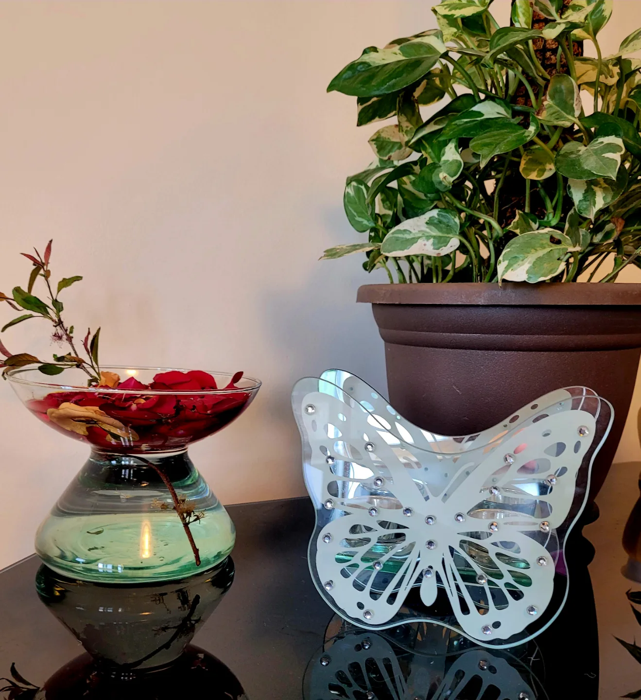 Luxury Crushed Crystal tealight Candle Holders & Mirror thumbnail