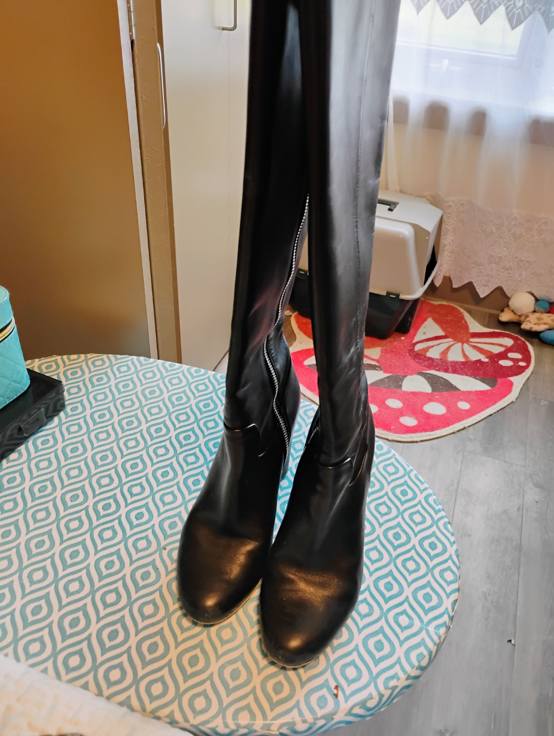 Black Leather Knee-High Boots - photo 3