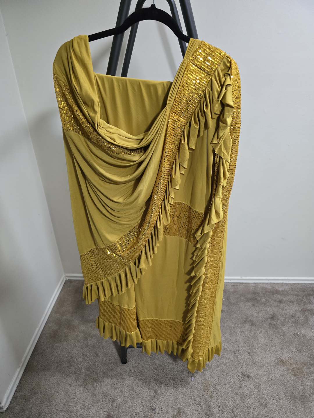 Mustard Yellow Sequinned Saree with Blouse