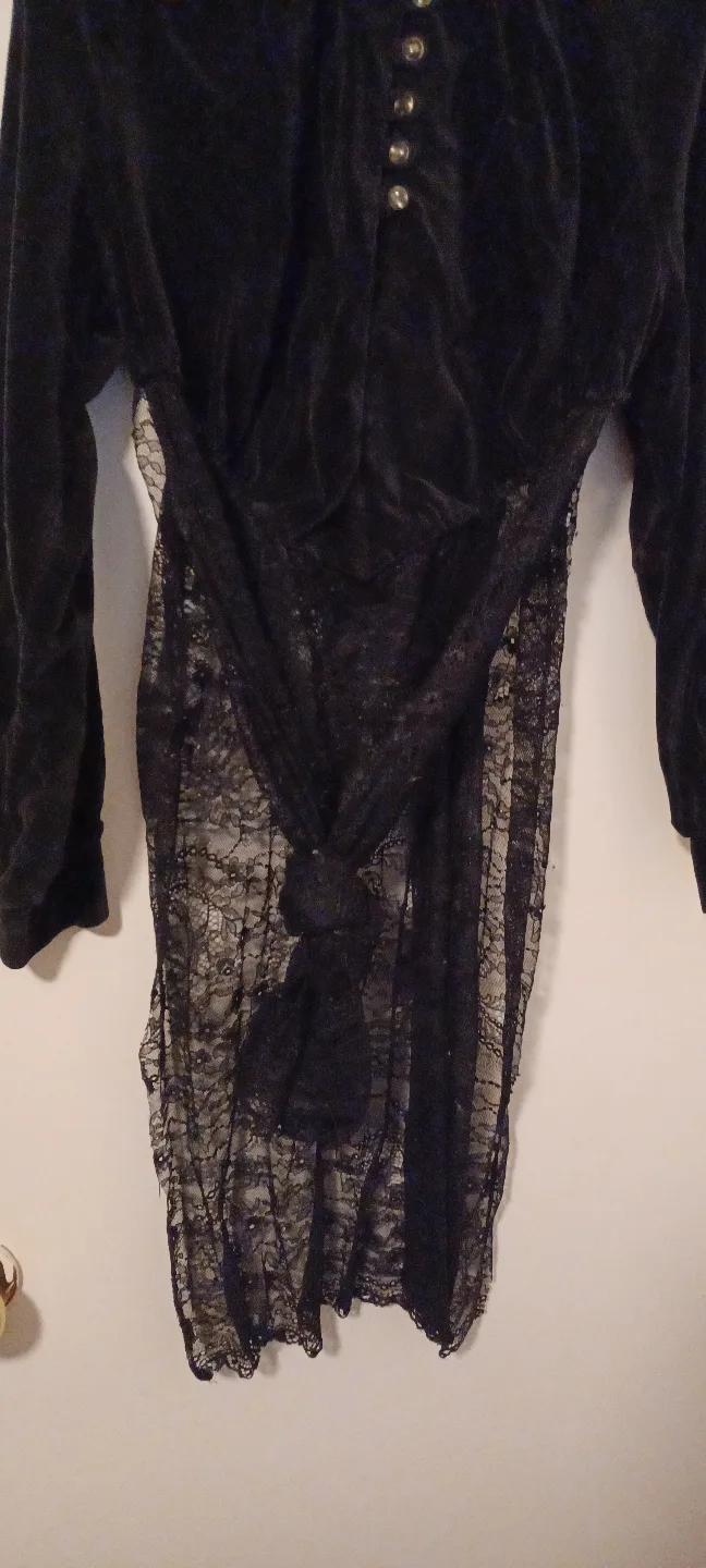 Black Velvet and Lace Overlay Dress Shirt image indicator(8)