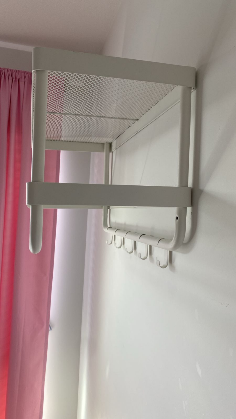 IKEA White Wall Mounted Shelf with Hooks