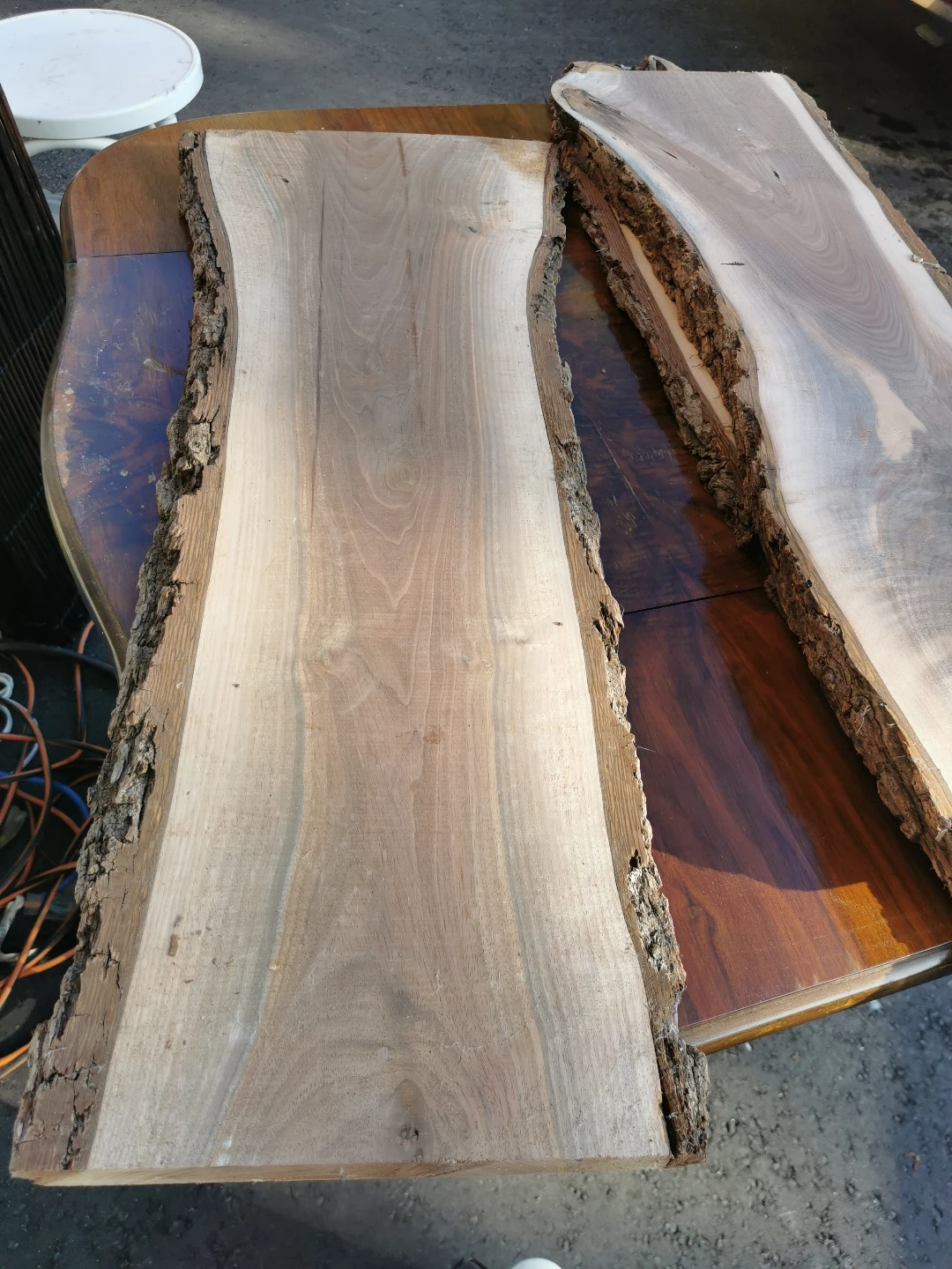 3 pieces Live Edge Walnut Wood Slab - 1955 - photo 5