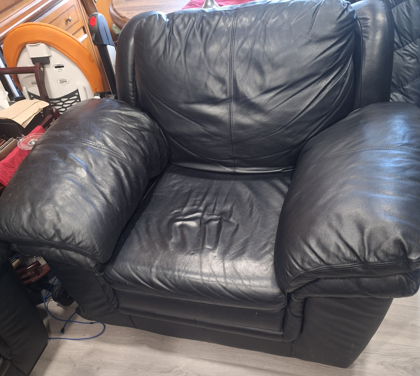 black leather sofa