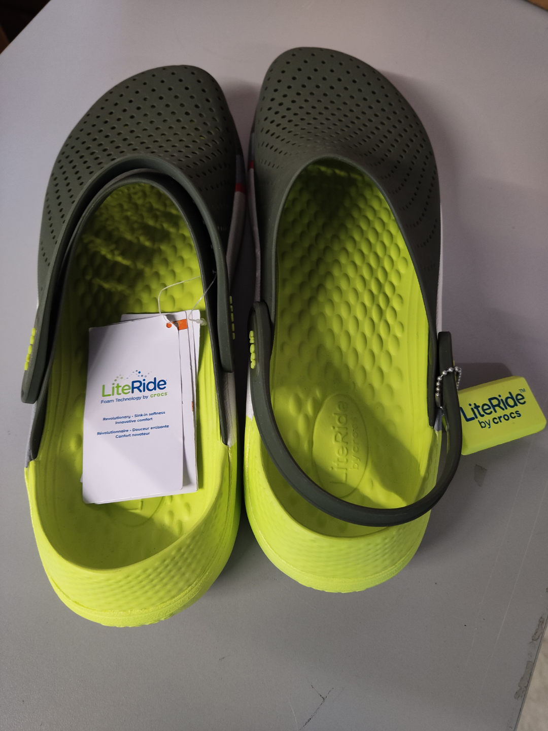 Crocs LiteRide™ Clogs - Men's Size M - Olive Green & Lime - photo 2
