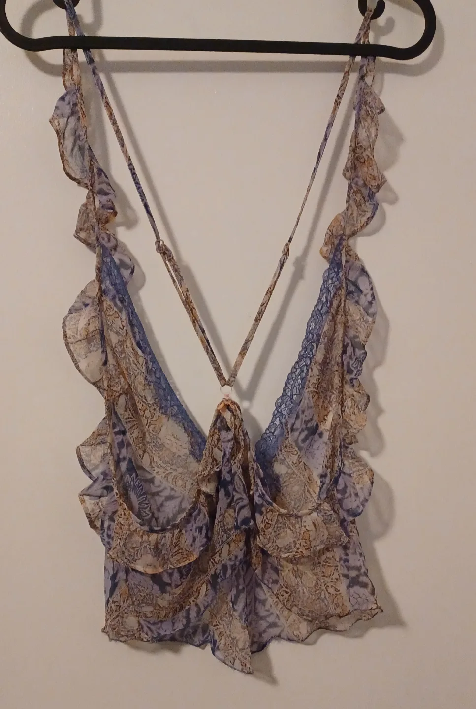 Victoria's Secret Purple and Beige Floral Lace-Trimmed Cami image indicator(2)