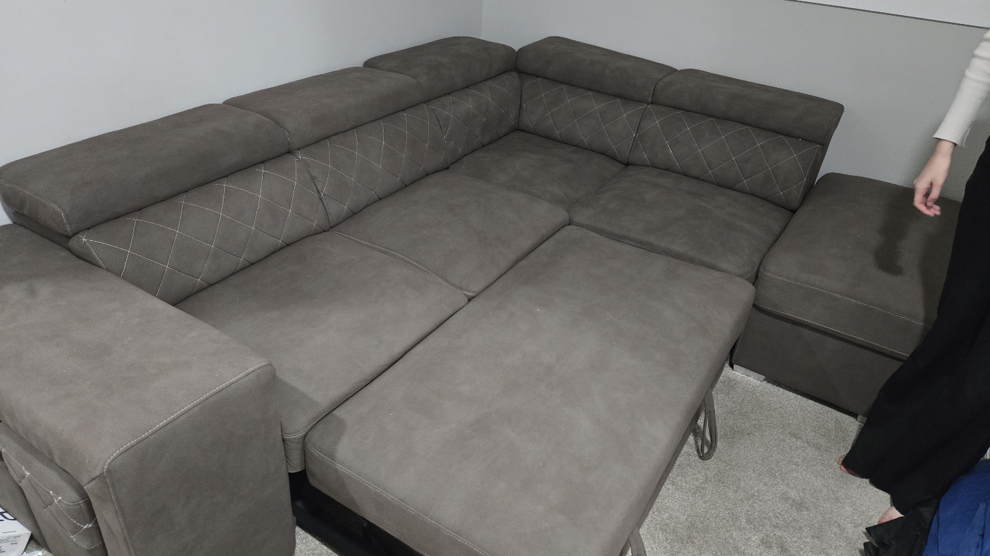Grey Sectional Sofa with Storage Ottoman - photo 2