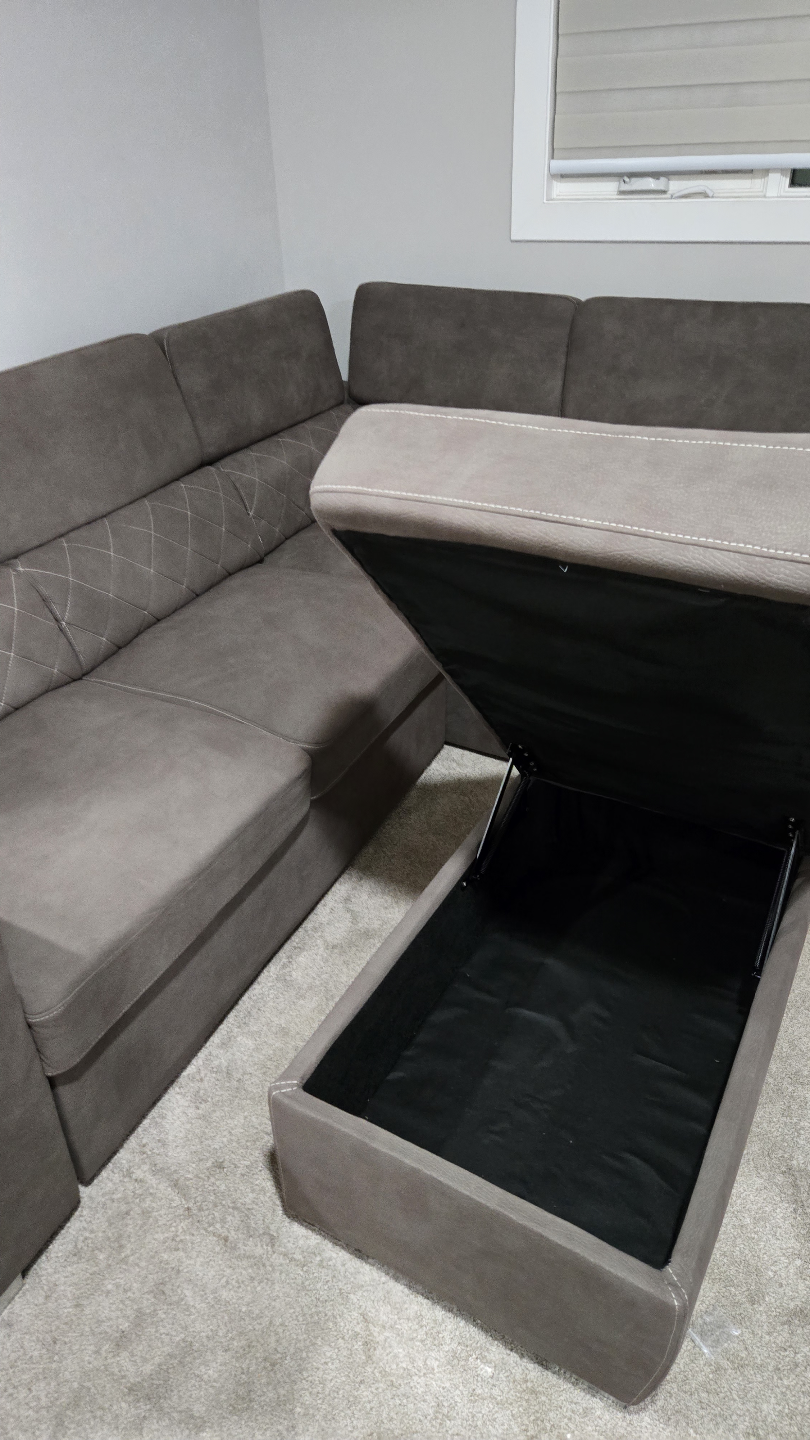 Grey Sectional Sofa with Storage Ottoman - photo 5