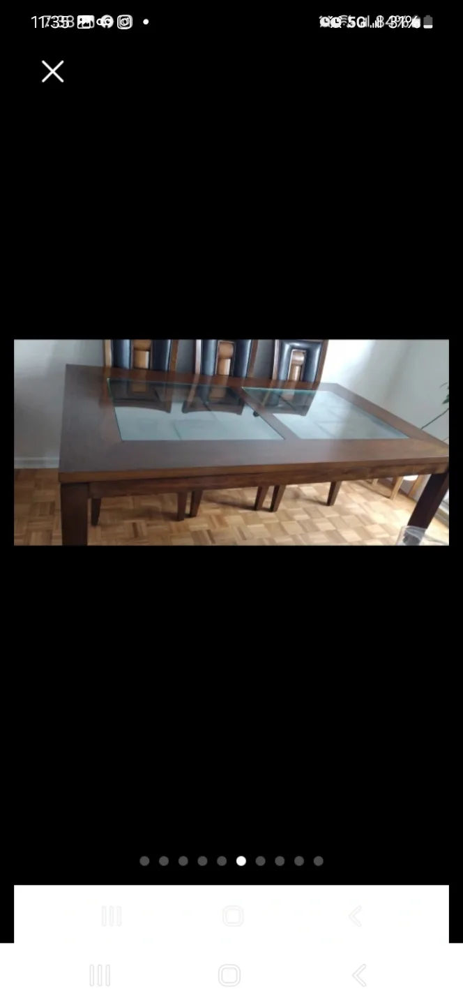 Dark Brown Wood Dining Table with 6 Chairs and Glass Top image indicator(6)