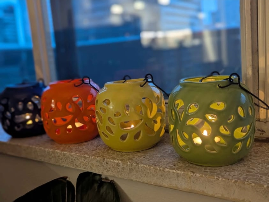 Set of Four Colourful Ceramic Lanterns - photo 2