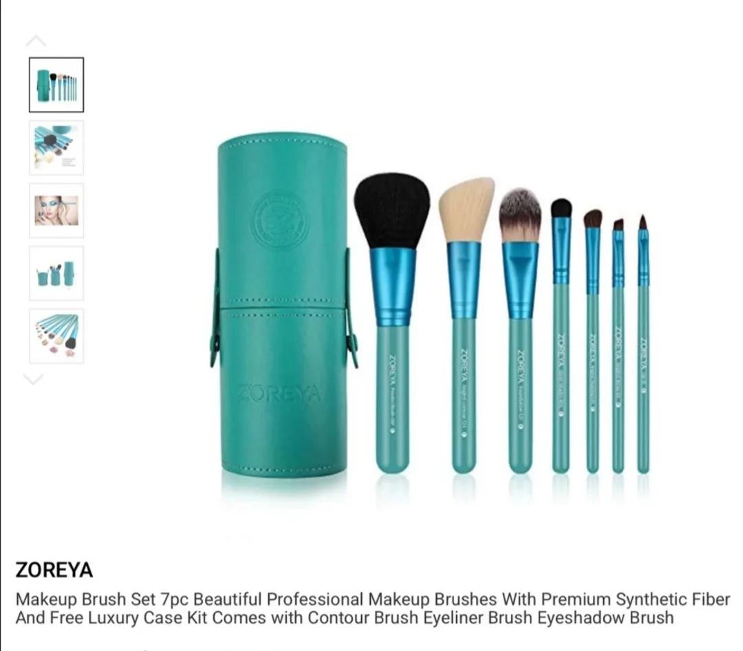 Zoreya Makeup Brush 7pc Set with Case image indicator(7)