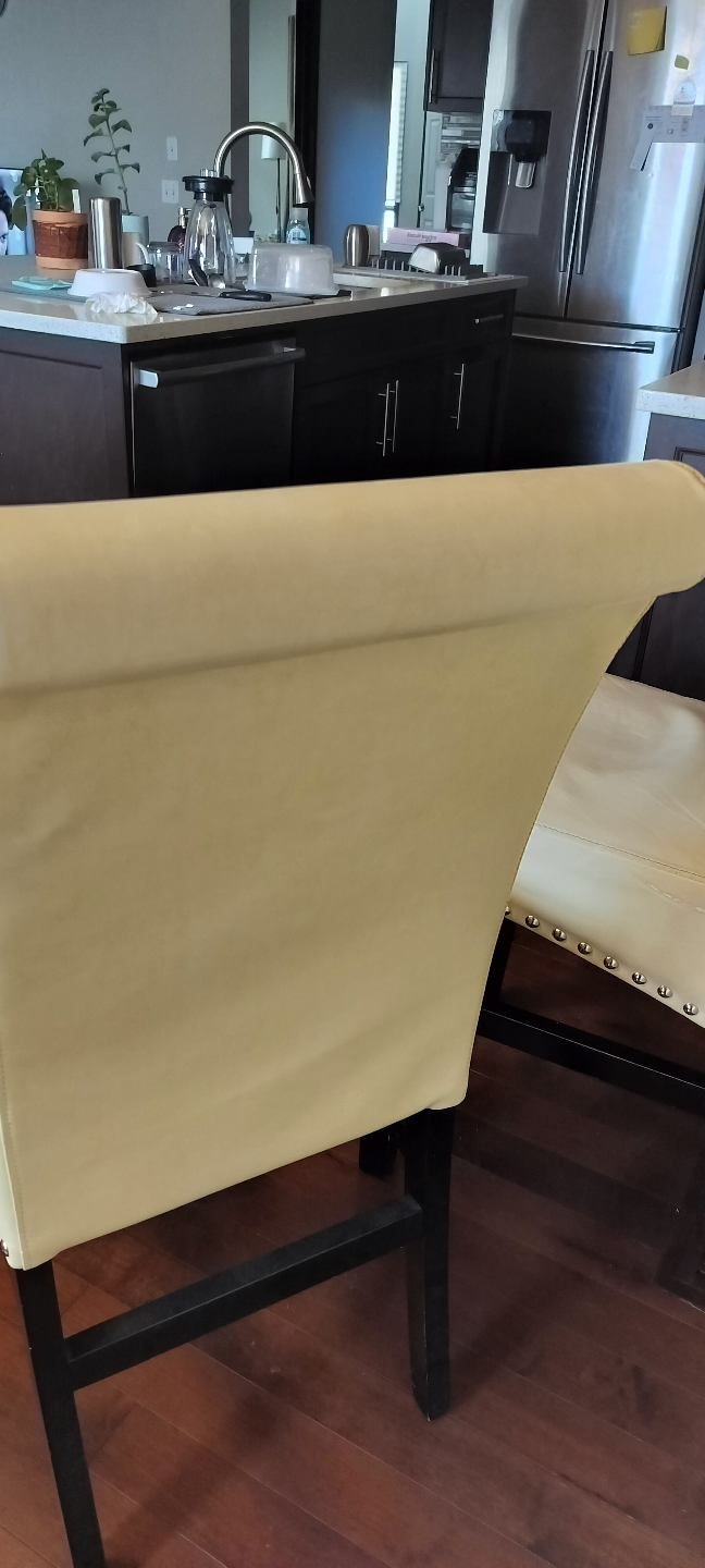 Pair of Off-White Leather Counter Height Stools - photo 3
