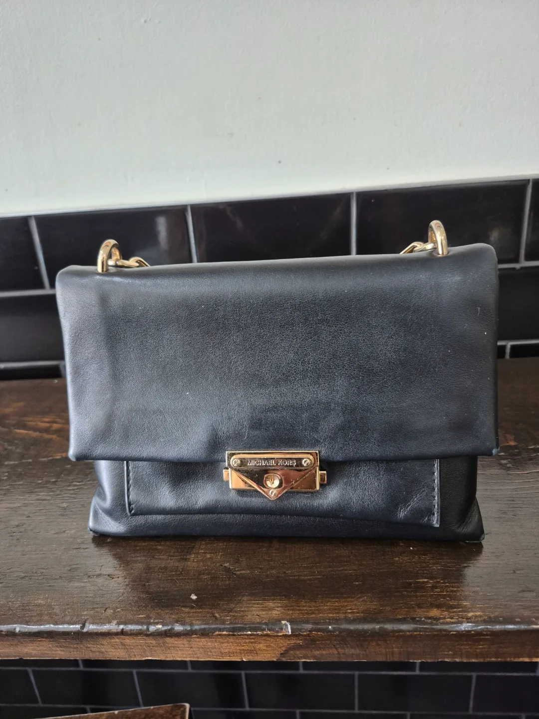 Michael Kors Black Leather Chain Bag thumbnail
