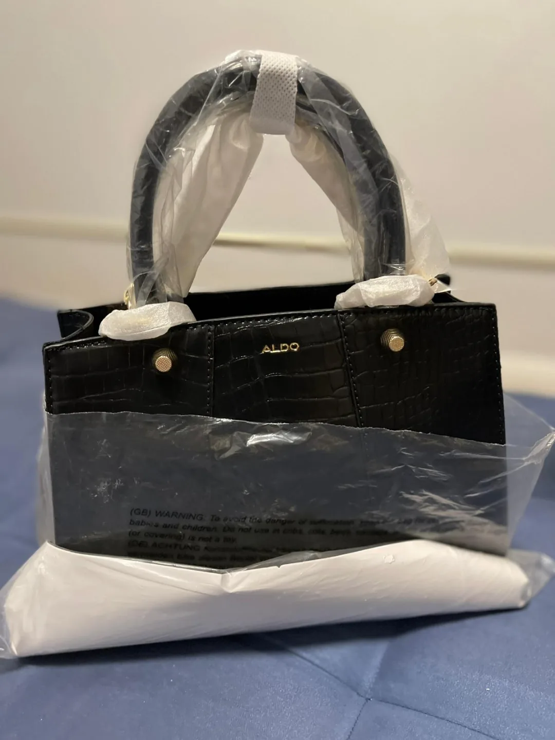 ALDO Black Croc-Embossed Handbag thumbnail