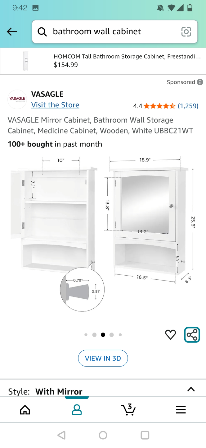 Bathroom Wall Cabinet / Medicine Cabinet with Mirror - photo 3