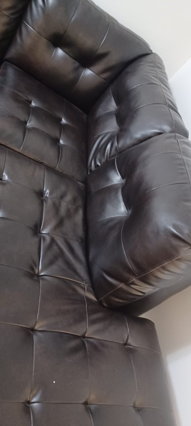 Black L shaped Leather Sectional Sofa