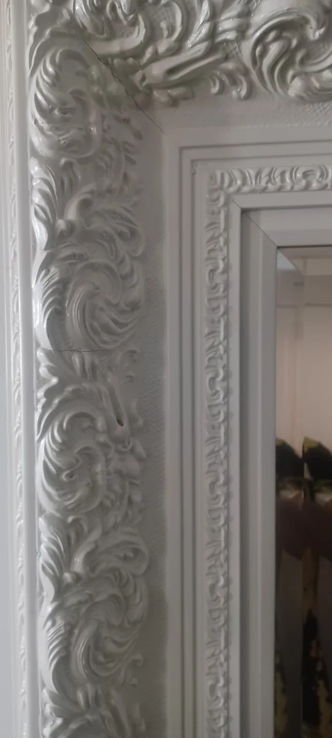 Large Ornate White Mirror image indicator(2)