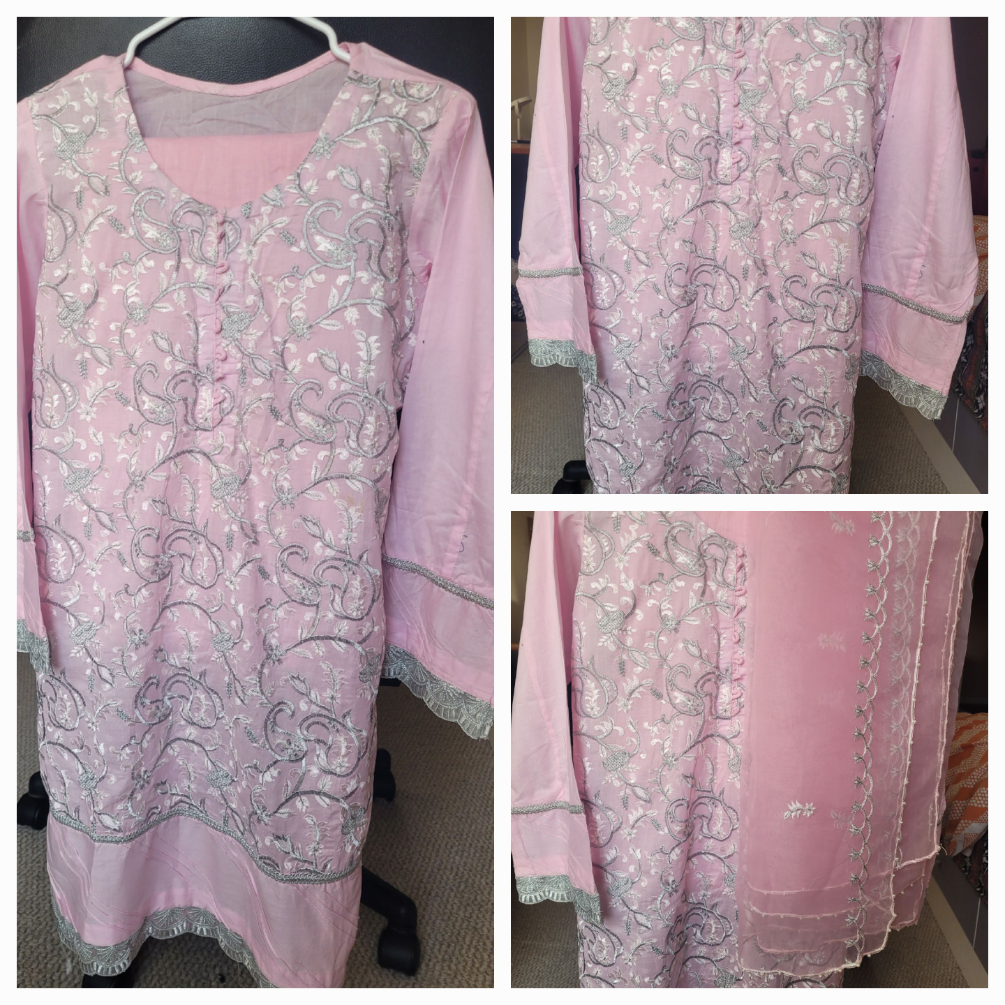 Pink embroidered 3-piece suit