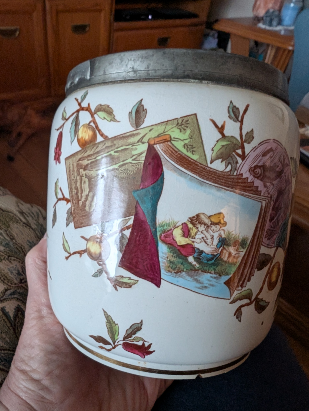Antique F.W.G. Pomegranate Biscuit Jar - photo 2