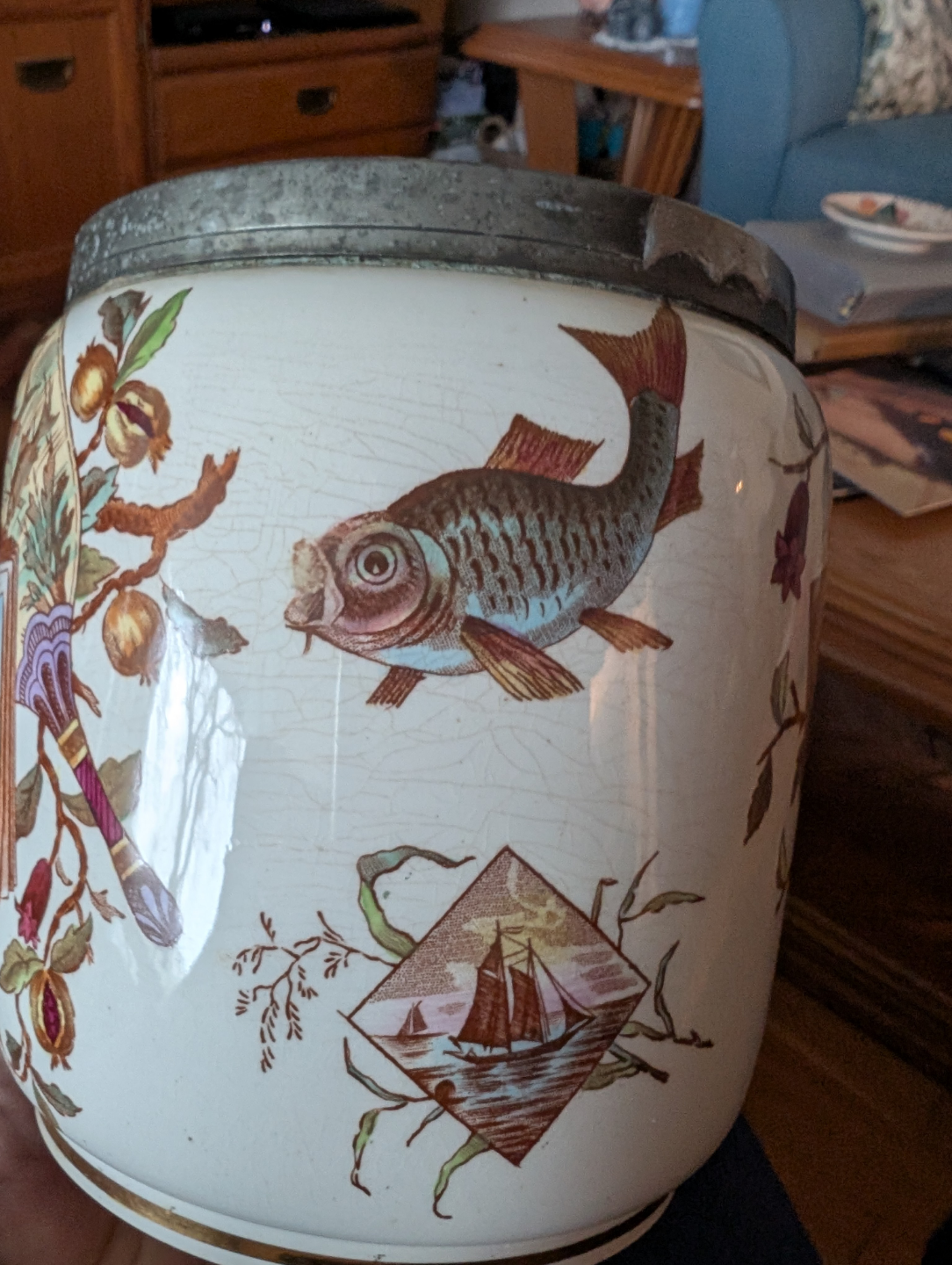 Antique F.W.G. Pomegranate Biscuit Jar - photo 4