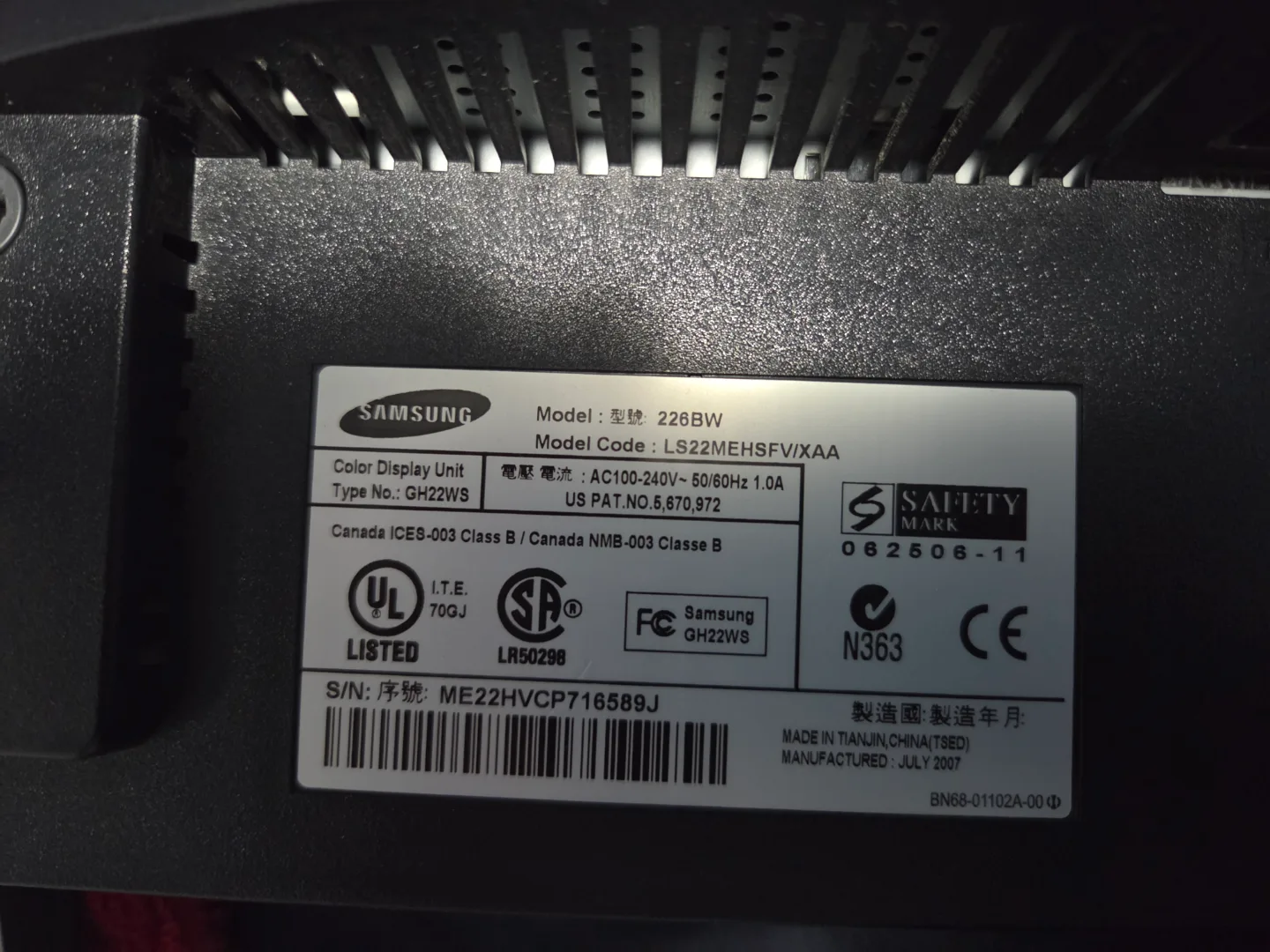 Samsung SyncMaster 226BW 22-inch LCD Monitor image indicator(3)