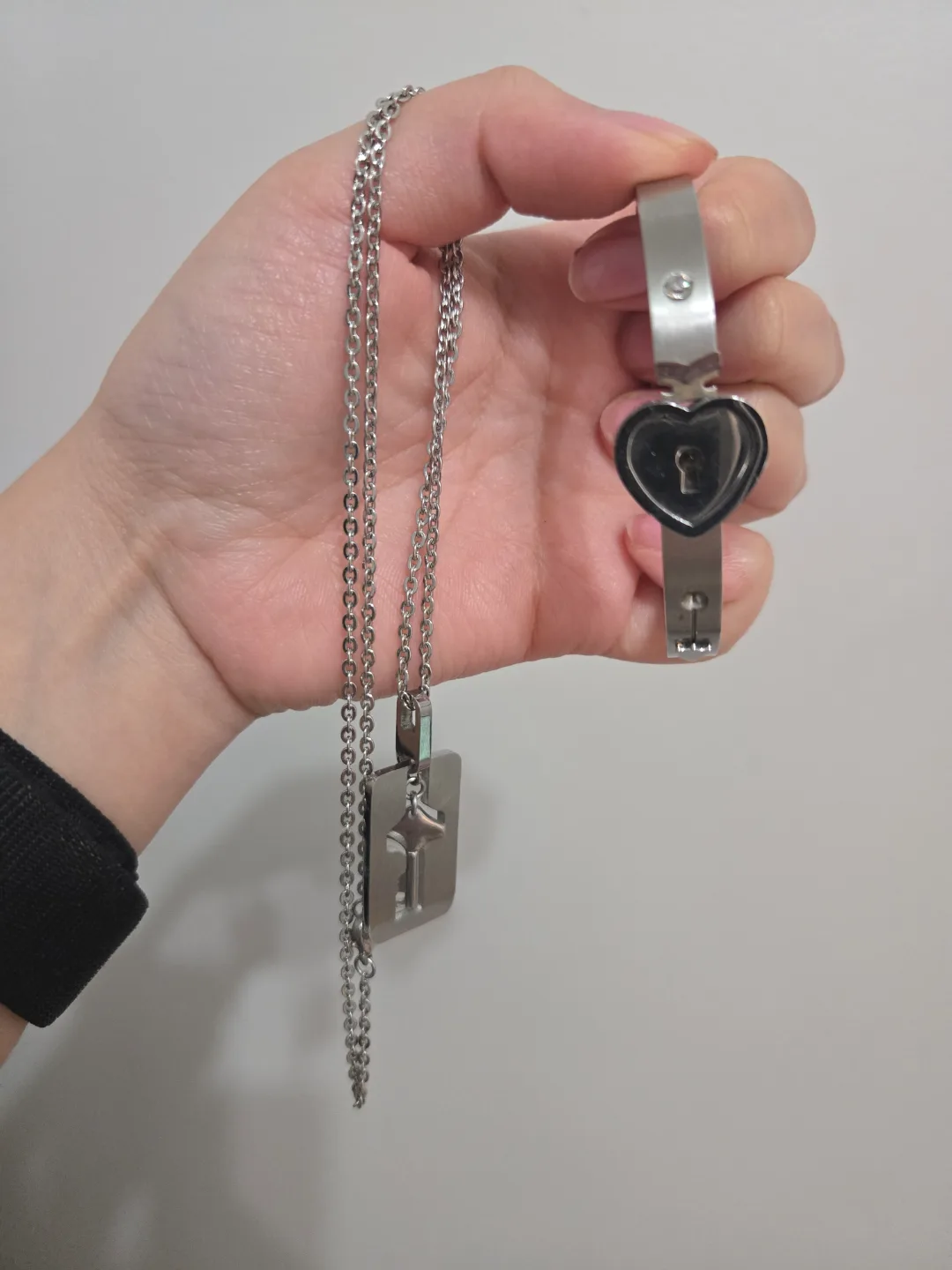Matching Lock and Key Necklace and Bracelet Set thumbnail