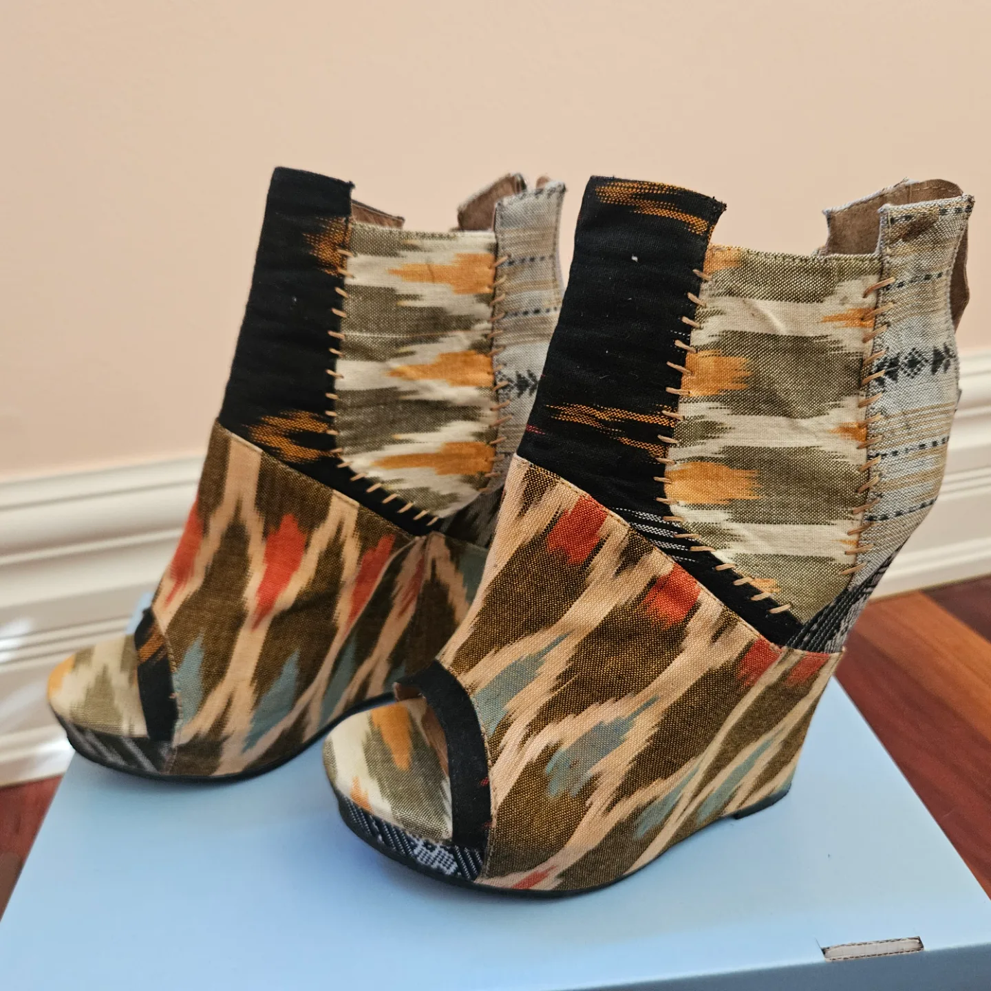 Unique Patterned Wedge Booties thumbnail