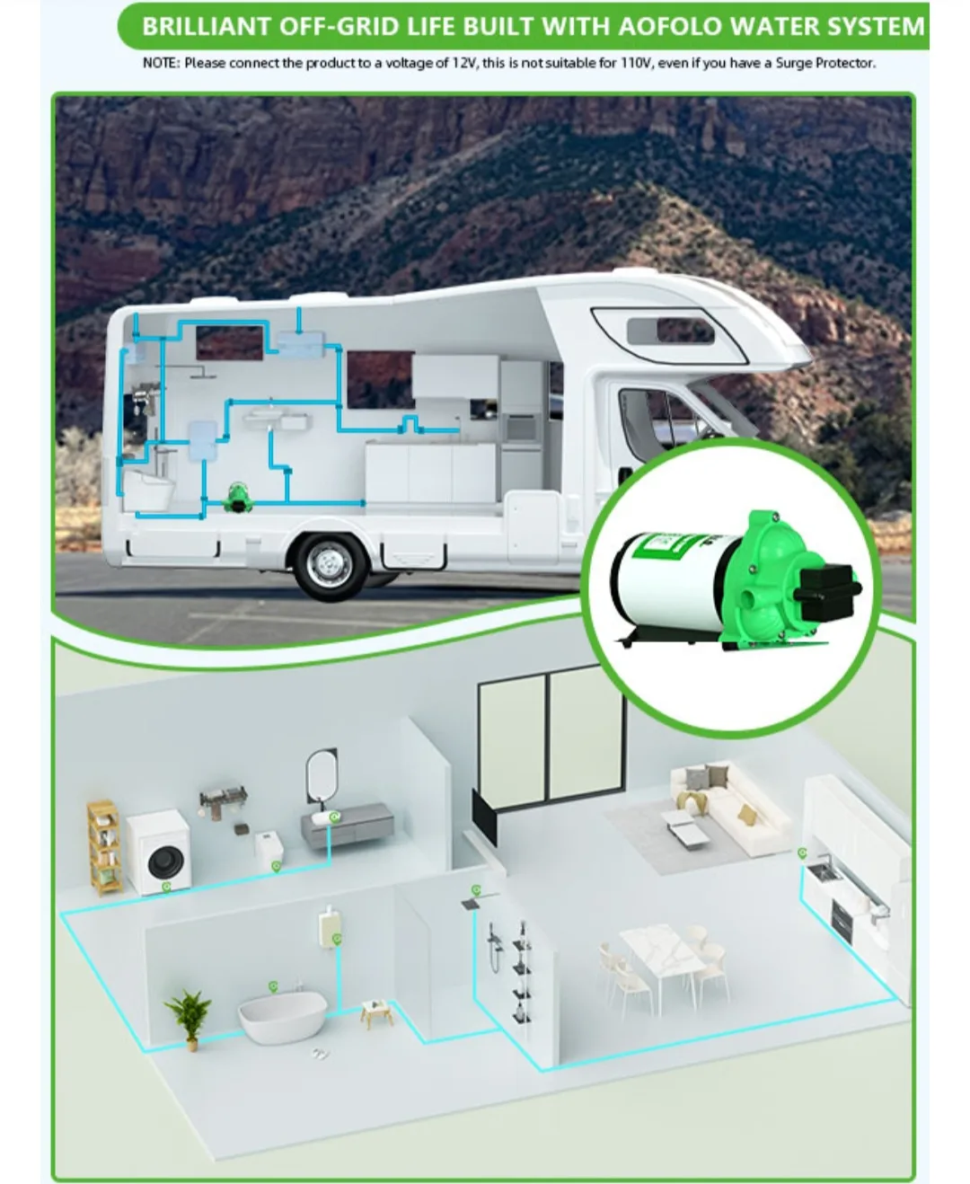 ON DEMAND WATER PUMP, RV & MULTI USE, 110V AC 4.0GPM/15.0LPM image indicator(9)