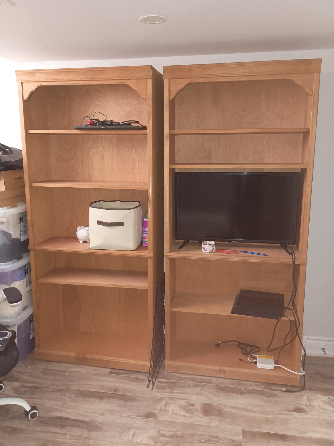 Pair of Wooden Bookcases Bookshelves