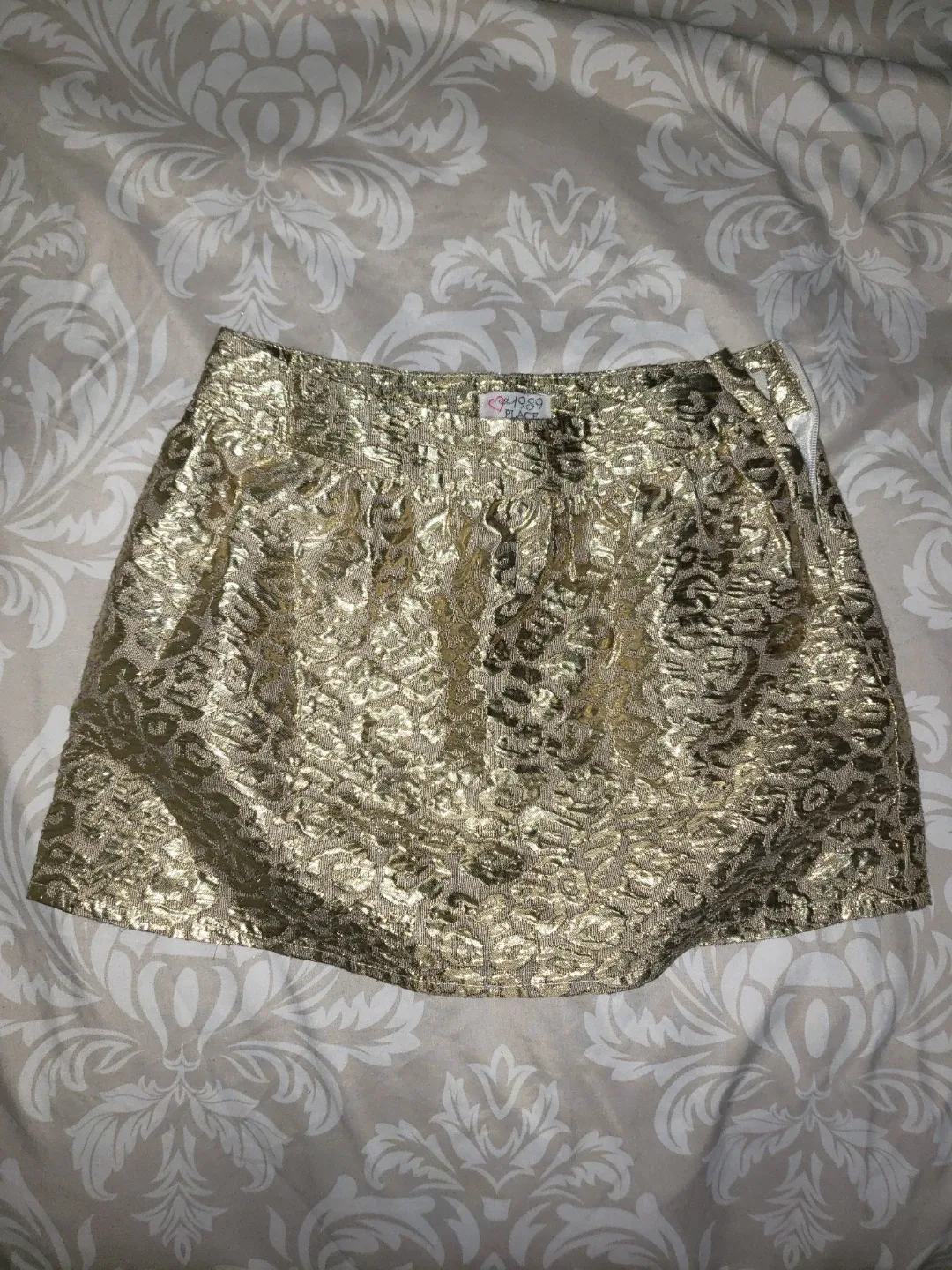 Girls Gold Brocade Mini Skirt Size 5 image indicator(2)