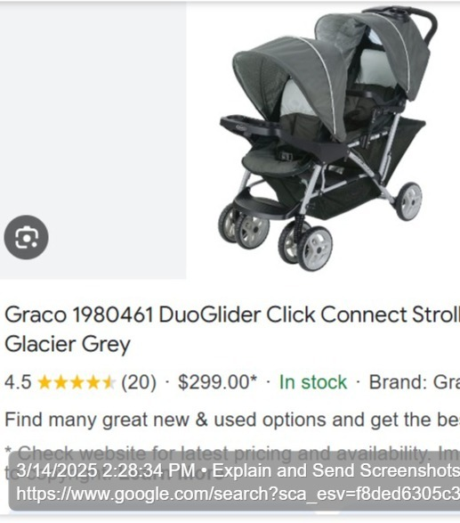 Graco DuoGlider Double Stroller - Glacier Grey