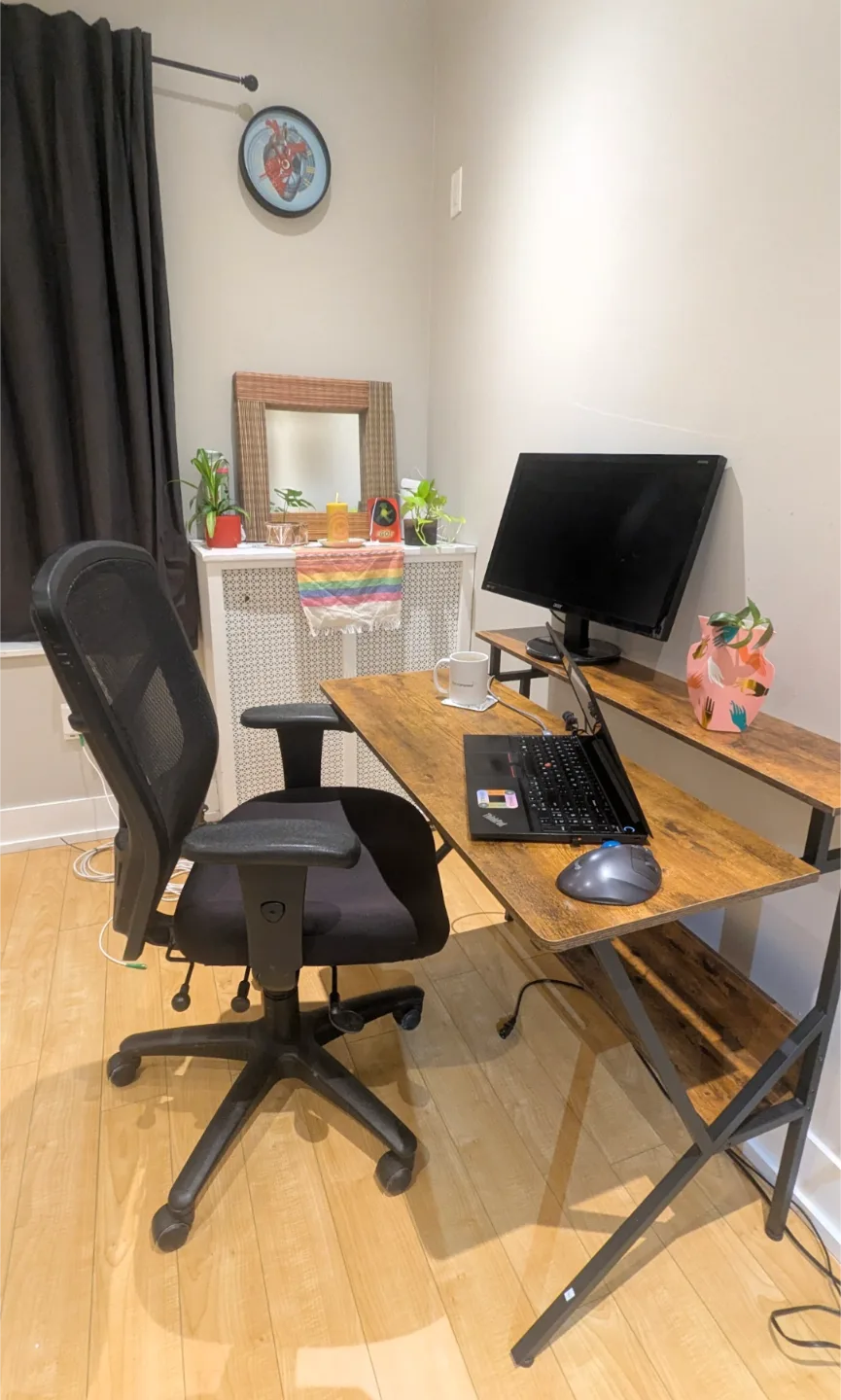 MEXIN 39" Small Computer Desk - Rustic Brown & Black thumbnail