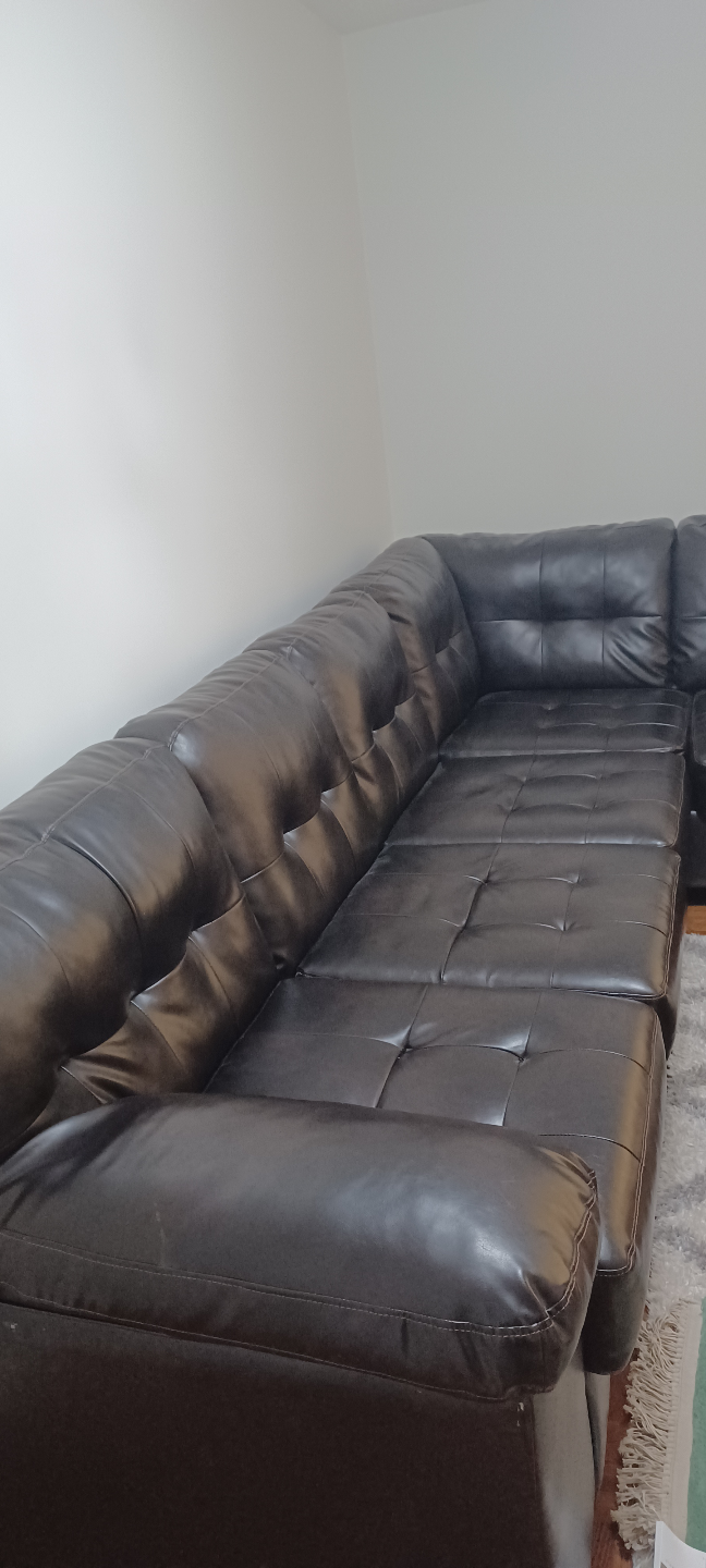 Black L shaped Leather Sectional Sofa - photo 4