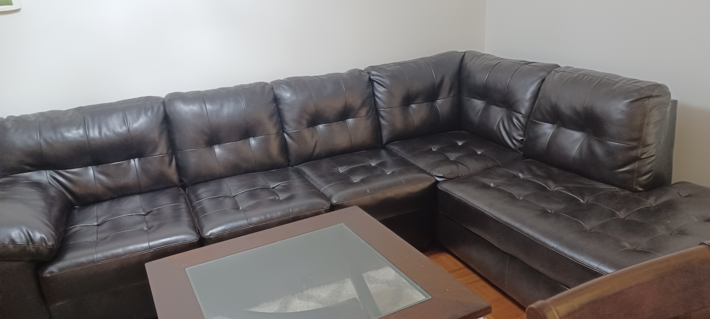 Black L shaped Leather Sectional Sofa - photo 5