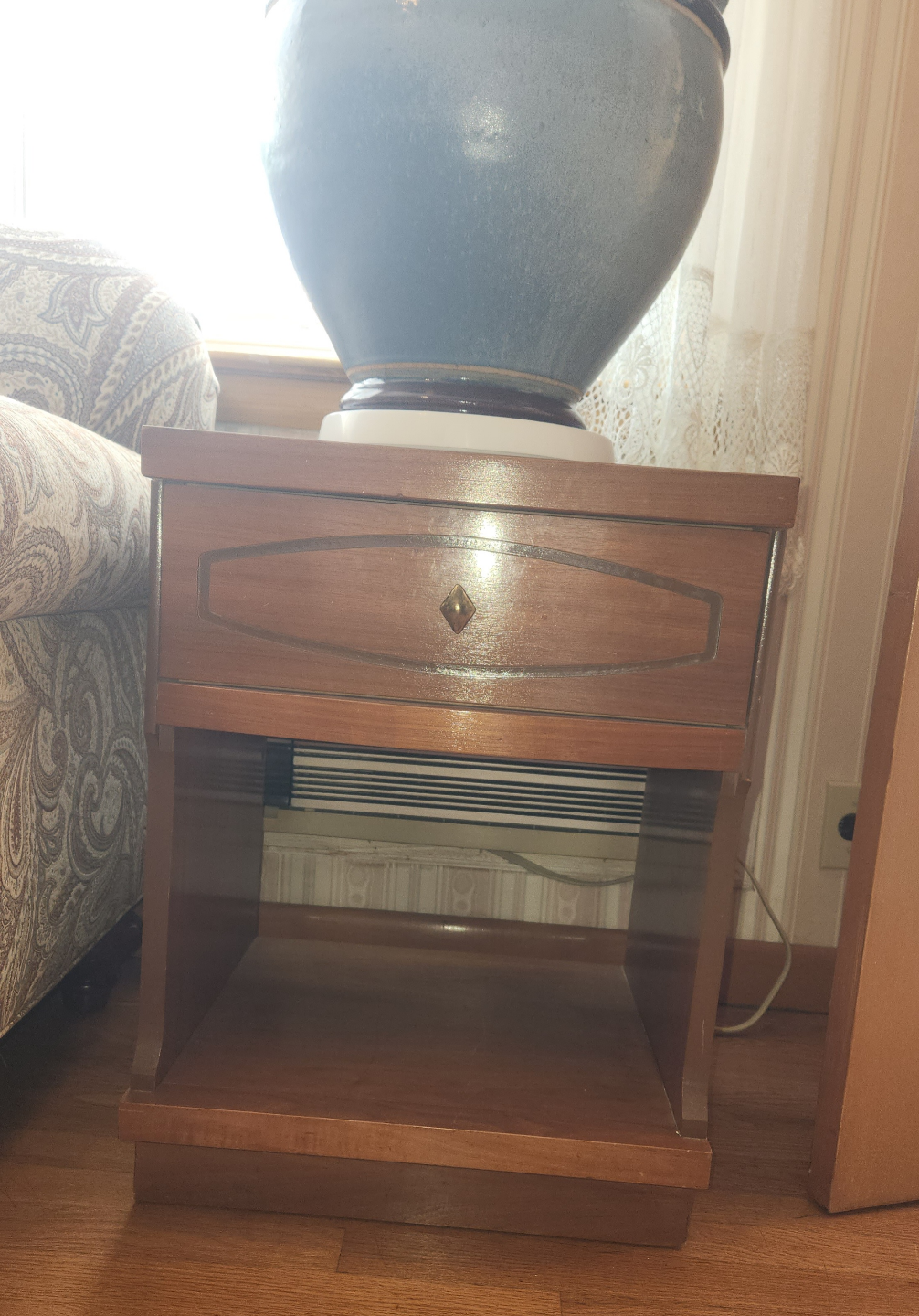 Vintage Wooden Nightstand with Drawer