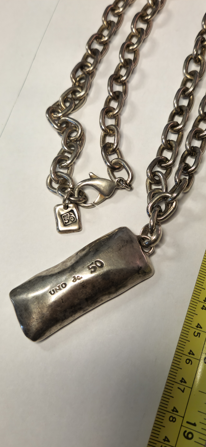 Uno de 50 Necklace with Rectangular Swarvoski Pendant