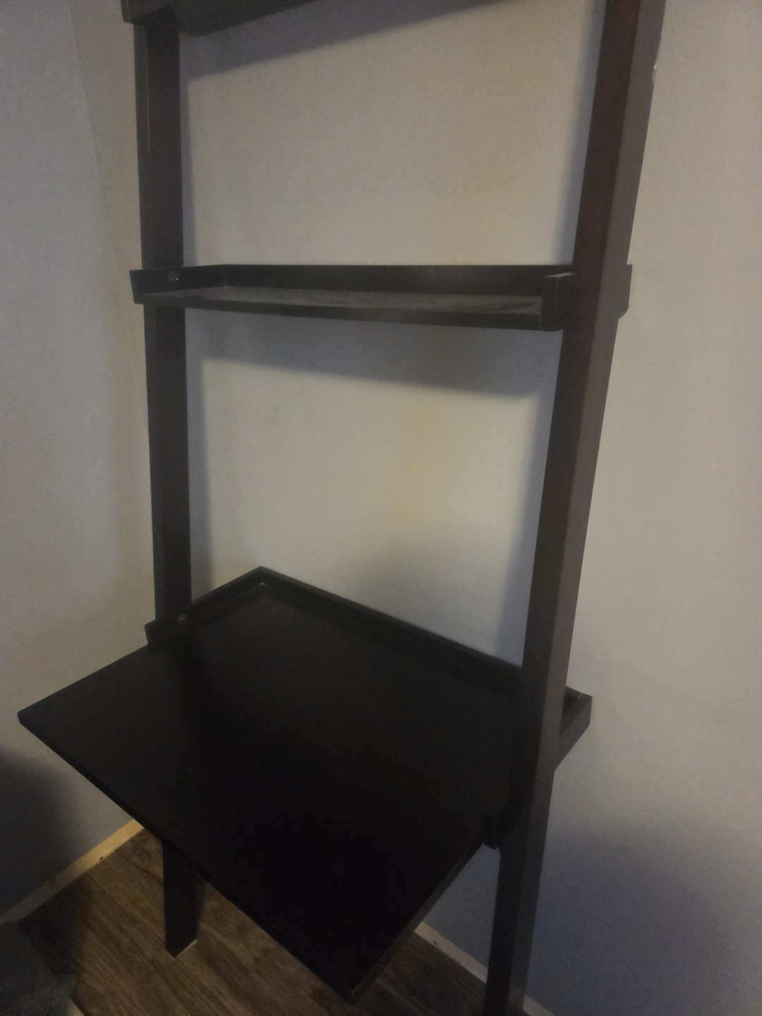 Dark Brown Ladder Desk with Shelves - photo 2